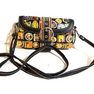 Sydney love Stylish Black Multi-Color PUC leather crossbody wristlet  Bag